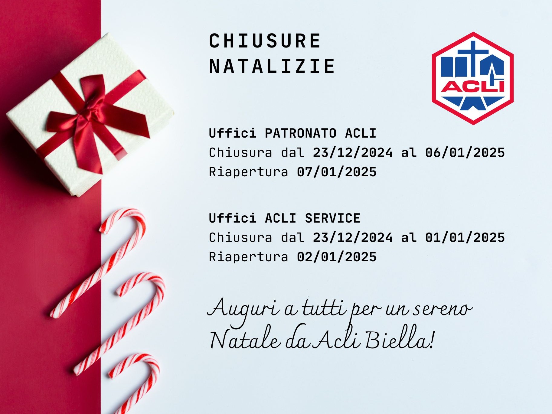 Comunicazione chiusure uffici ACLI Biella